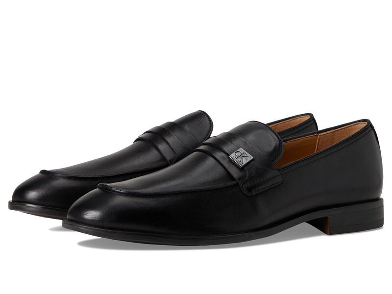 カルバンクライン メンズ シューズ スリッポン・ローファー Calvin Klein Obexx Black Leather ブラック