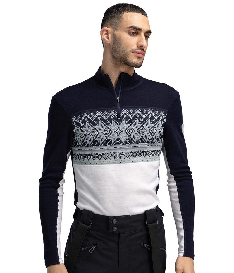 ダールオブノルウェイ メンズ トップス シャツ Dale of Norway Vail Baselayer 12 Zip OffWhite Navy ホワイト