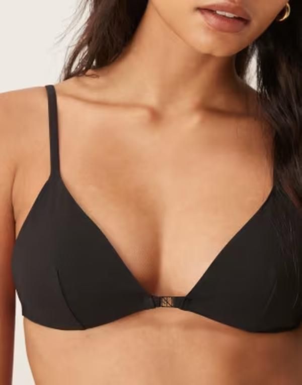 カルバンクライン レディース 水着 トップのみ Calvin Klein luxe hardware triangle bikini top Black ブラック