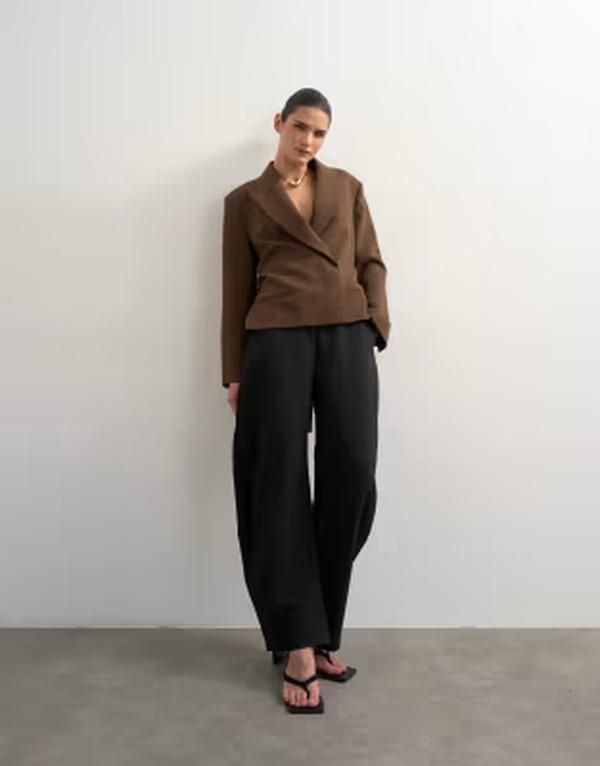 トップショップ レディース ボトムス カジュアルパンツ Topshop tailored barreleg pants black ブラック