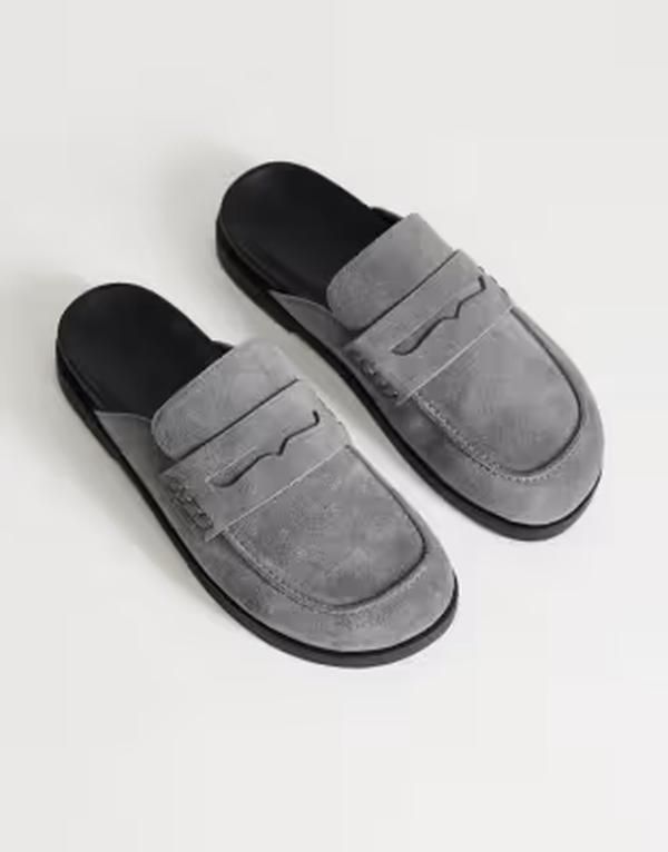 トップショップ レディース シューズ スリッポン・ローファー スエード Topshop Addie real suede mule loafers Gray グレー