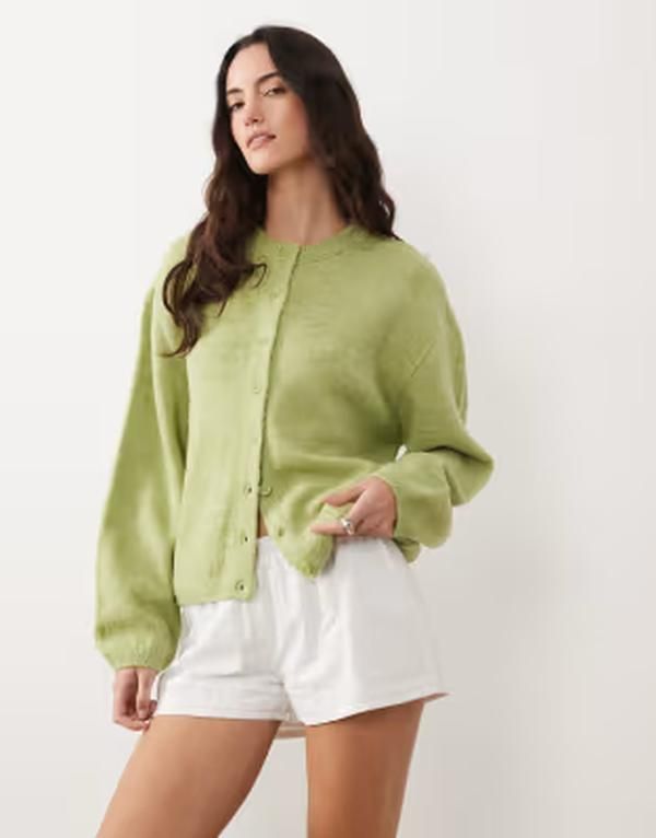 エイソス レディース アウター カーディガン ASOS DESIGN lightweight relaxed cardigan in pistachio