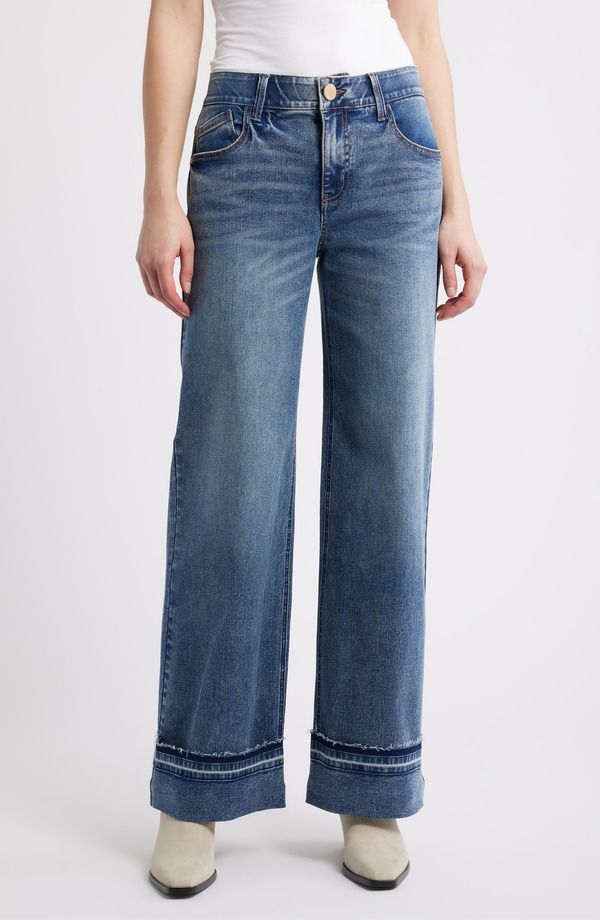 ウィットウィズダム レディース ボトムス デニムパンツ ワイドレッグ ハイウエスト ジーンズ Wit Wisdom Sam High Waist Reversed Released Hem Wide