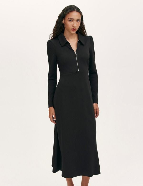 ファイナリー ロンドン レディース ボトムス カジュアルパンツ ミディワンピース ミディ ジャージー Finery London Elvira Ponte Jersey Zip Front Midi