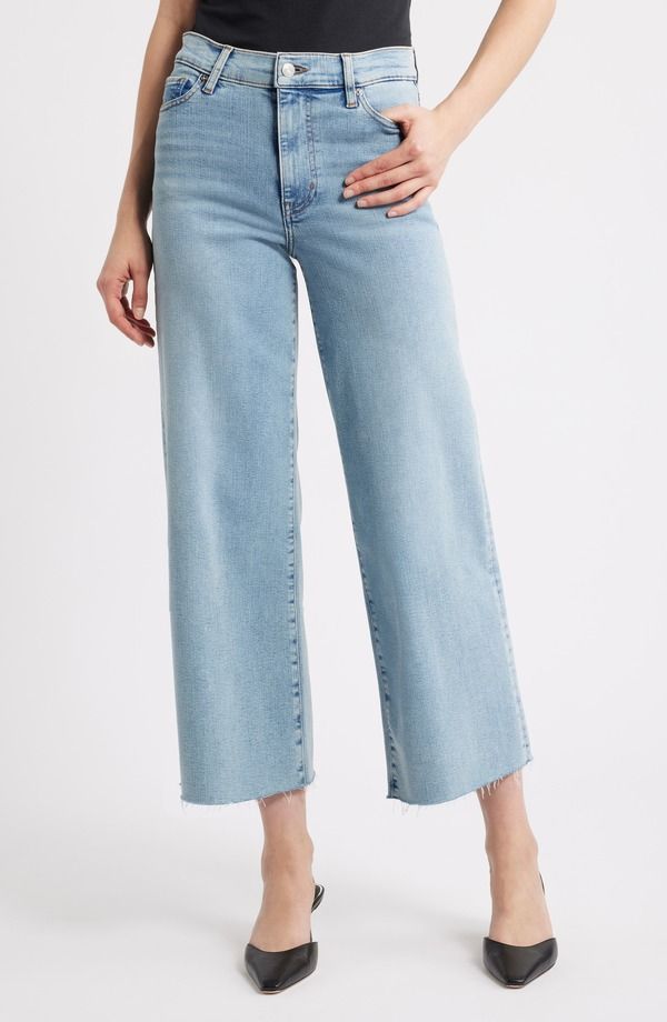 フレーム レディース ボトムス カジュアルパンツ ワイドレッグ ハイウエスト ジーンズ FRAME Le Slim Palazzo Raw Hem High Waist Crop Wide Leg J