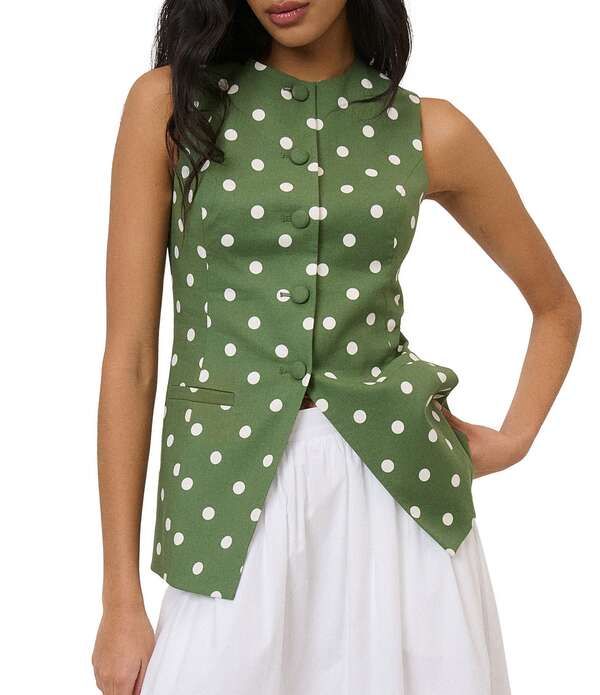 ノーバディーズ チャイルド レディース アウター ベスト ドット柄 ドット Nobodys Child Coordinating Polka Dot Button Frontailored Vest
