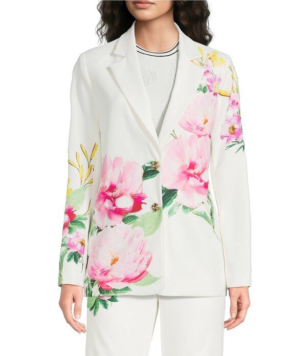 カール ラガーフェルド レディース アウター コート フラワー柄 ブレザー フラワー KARLAGERFELD PARIS Floral Twill Notch Collar Long Sleeve
