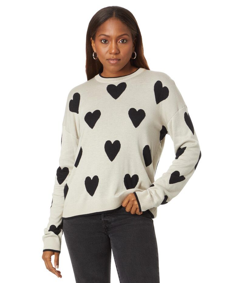 スプレンディット レディース アウター ニット・セーター Splendid Lottie Heart Sweater Black Hearts ブラック