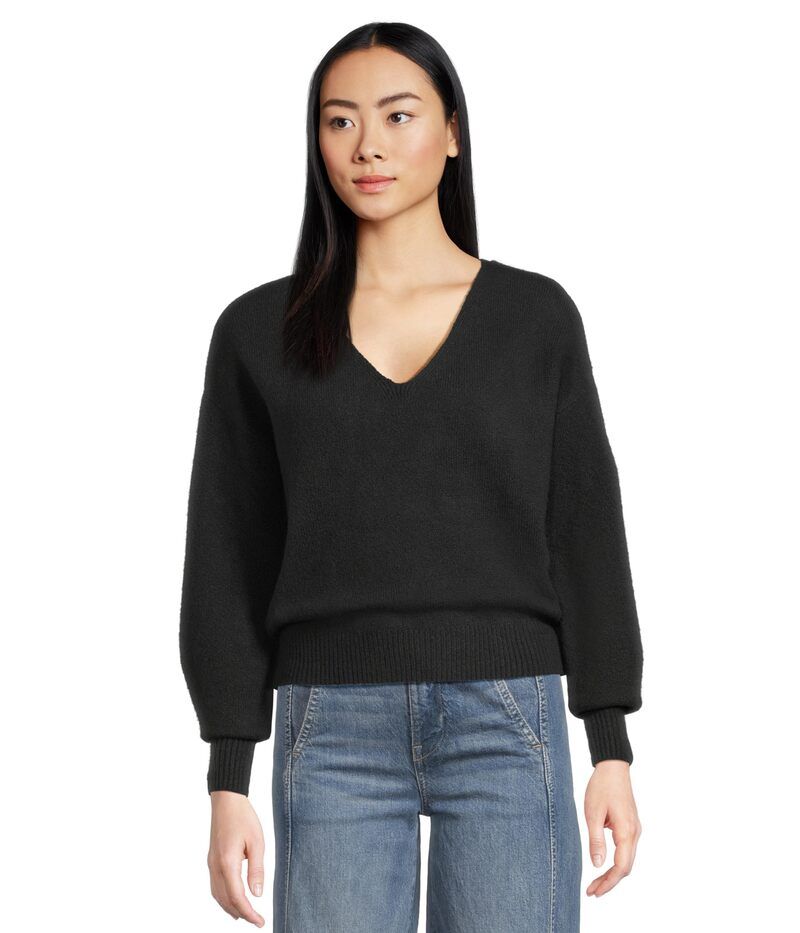 メイドウェル レディース アウター ニット・セーター Vネック コットン Madewell VNeck Cozy Cotton Wedged Pullover True Black ブラック