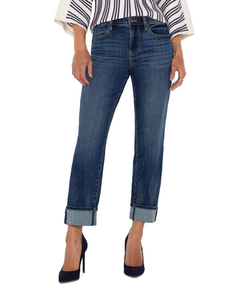 リヴァプール ロサンゼルス レディース ボトムス デニムパンツ プチ ジーンズ Liverpoolos Angeles Petite Marley Girlfriend Cuffed Jeans Ru