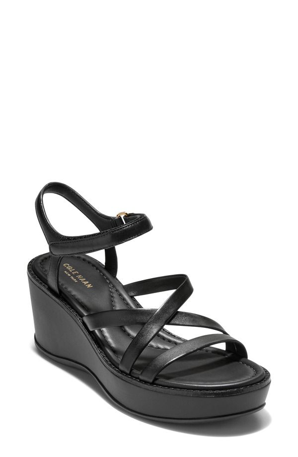 コールハーン レディース シューズ ヒール サンダル Cole Haan Grand Ambition Azura Strappy Sandal Black Leather ブラック