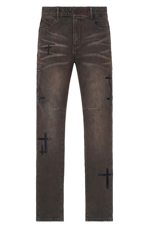 アールティーエー メンズ ボトムス デニムパンツ ジーンズ RtA Bryant Skinny Jeans Mocha Drift Cross Patch モカ