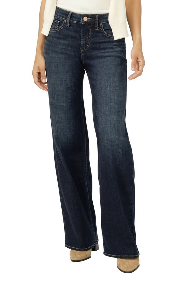 シルバー ジーンズ レディース ボトムス デニムパンツ ワイドレッグ Silver Jeans Co Suki Curvy Mid Rise Wide Leg Jeans Hollen