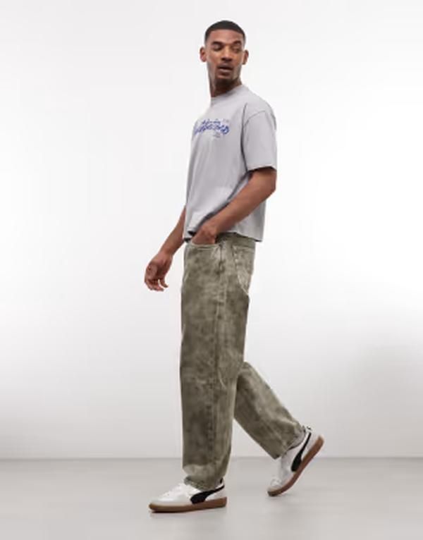 エイソス メンズ トップス Tシャツ プリント ASOS DESIGN boxy oversized tshirt with good intentions puff print Gray グレー