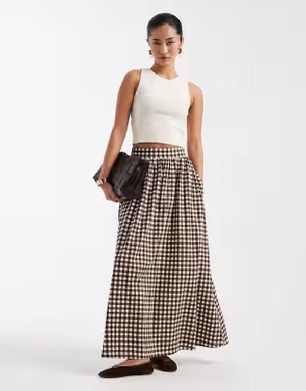 スリードベア レディース ボトムスカート A ライン ジャージー マキシ Threadbare jersey aline maxi skirt BROWN ブラウン