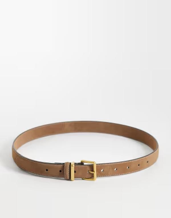 エイソス レディース アクセサリー ベルト スエード ジーンズ ASOS DESIGN waist and hip jeans belt with square buckle in lightan f