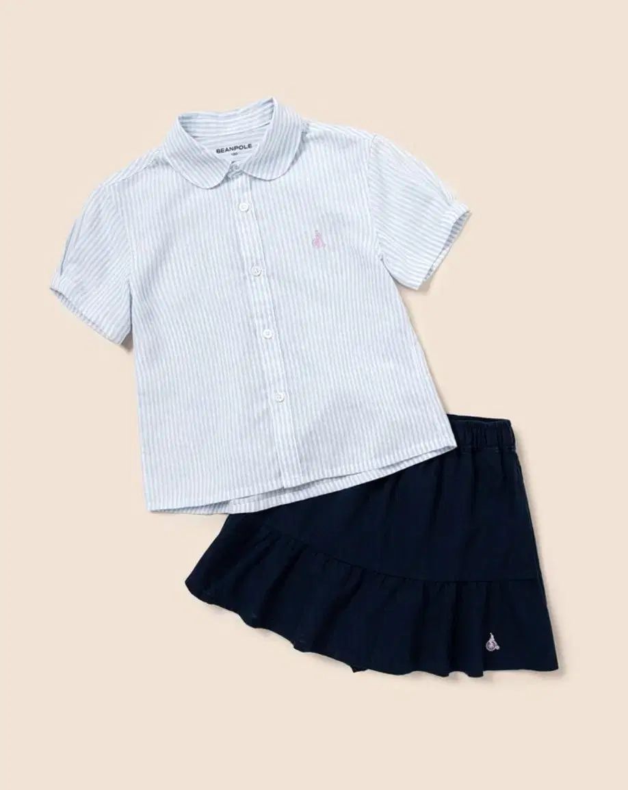 ビーンポールキッズ リネン 半袖 シャツ & キュロット (165) セットアップ