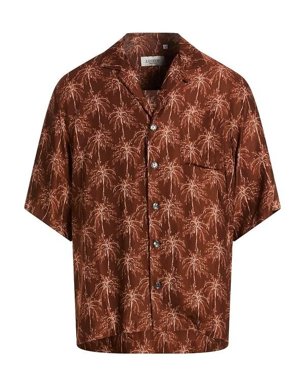 ラネウス メンズ トップス シャツ LANEUS 柄入りシャツ Brown ブラウン