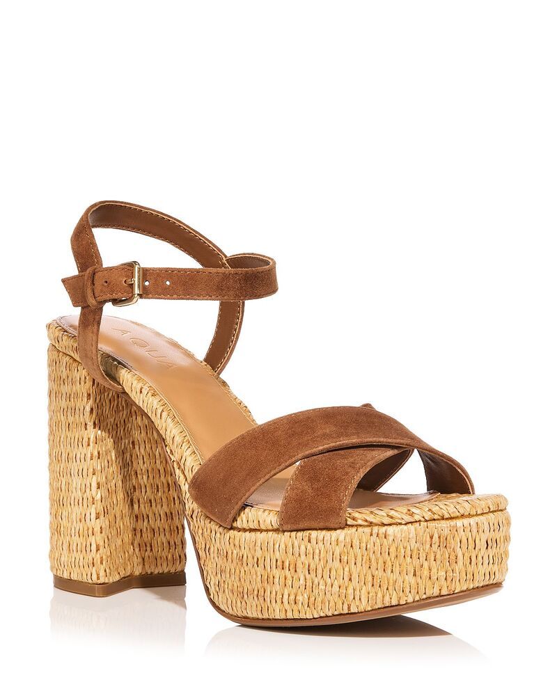 アクア レディース シューズ サンダル プラットフォーム AQUA Womens Grace Platform Sandals Exclusive Cognac Suede