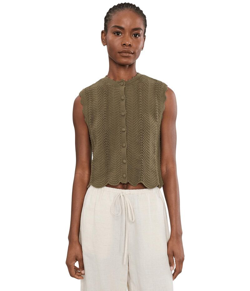 メイドウェル レディース アウター ニット・セーター Madewell Kim Wavy Stitch Button ShellWo Faded Ivy