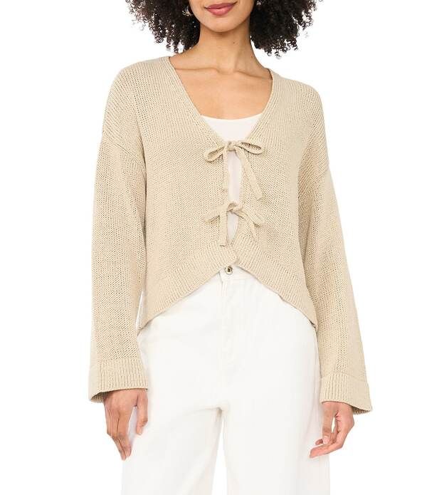 ワンステート レディース アウター ニット・セーター Vネック カーディガン 1 STATE Knit VNeck Long Sleeve Tie Front Cardigan Birch