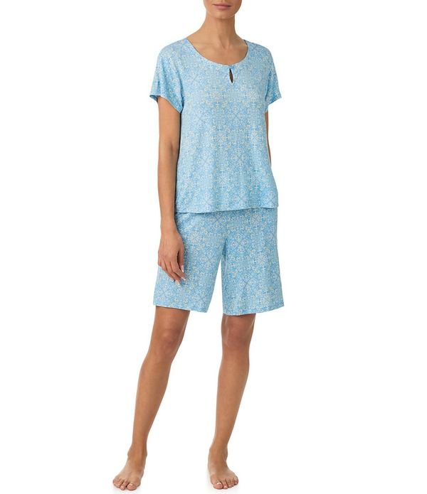 トッミーバハマ レディース アンダーウェア ナイトウェア プリント ニット ジャージー Tommy Bahama Short Sleeve Round Keyhole Neck Jersey Knit