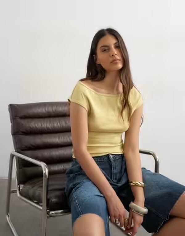 トップショップ レディース トップス ベスト Topshop boat neck top in soft lime Soft lime ライム