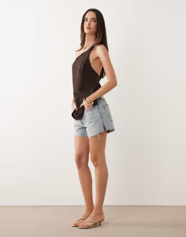 グッドアメリカン レディース ボトムス ハーフパンツ・ショーツ ヴィンテージ ショートパンツ デニム Good American vintage mid rise longline denim sho