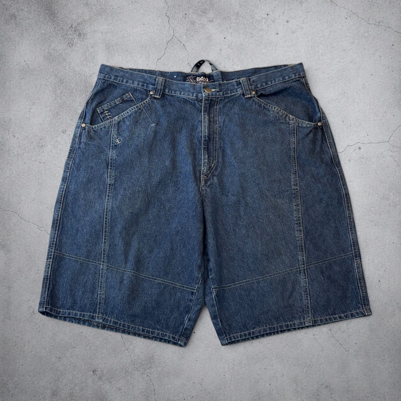 00s Karl Kani Denim Shorts W40 Indigo カールカナイ デニムショーツ B系 HIPHOP Y2K インディゴ 古着