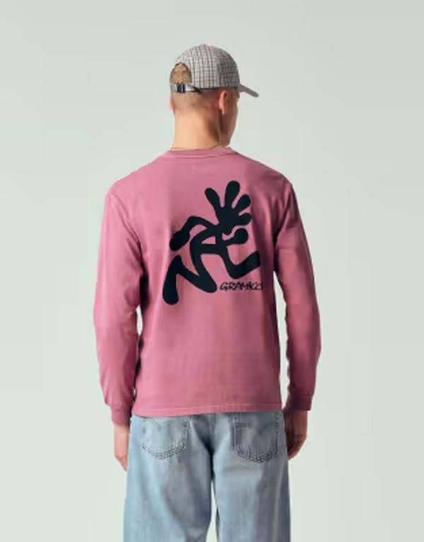 グラミチ メンズ トップス Tシャツ グラフィック Gramicci running man long sleeve pigment dyed tee with back and chest grap