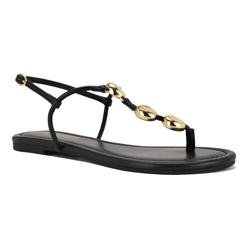 ナインウェスト レディース シューズ サンダル Nine West Bello Womens Round Toe Casual Flat Sandals Black ブラック