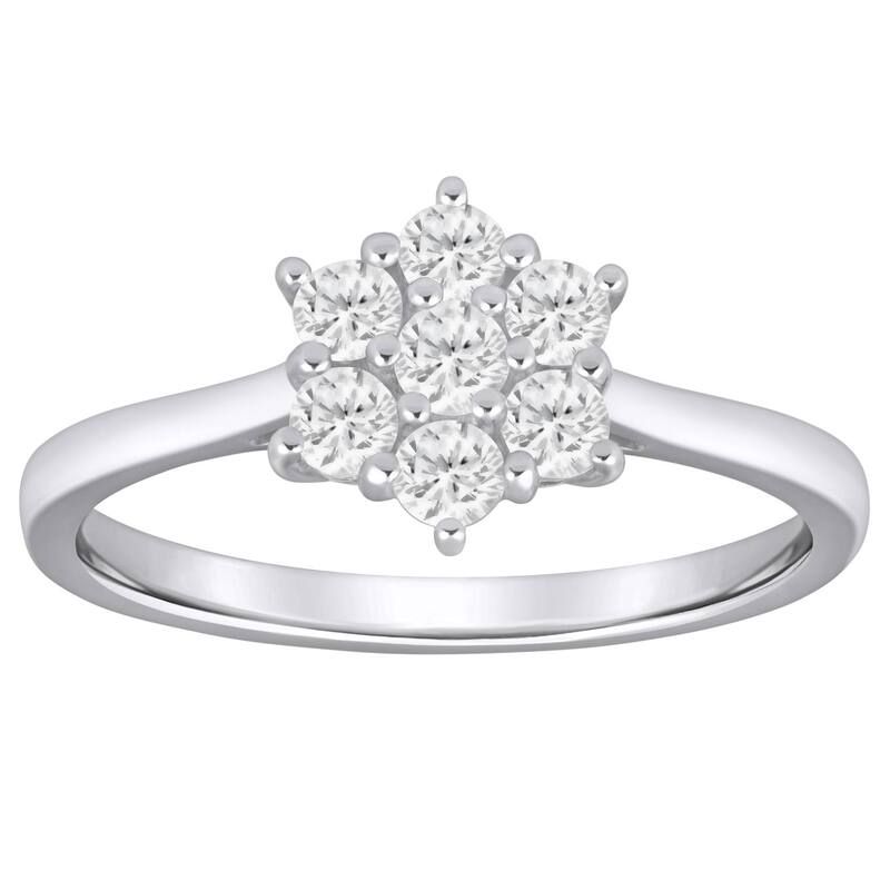 Alyson Layne レディース アクセサリー リング Alyson Layne 10k White Gold 12 CaratW Lab Grown Diamond Clustering Whi