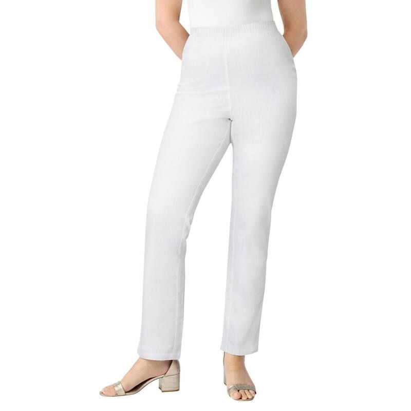 ロアマンズ レディース ボトムス デニムパンツ ストレート プラスサイズ Roamans Womens Plusize Comfort Stretch Straight Leg Jean White