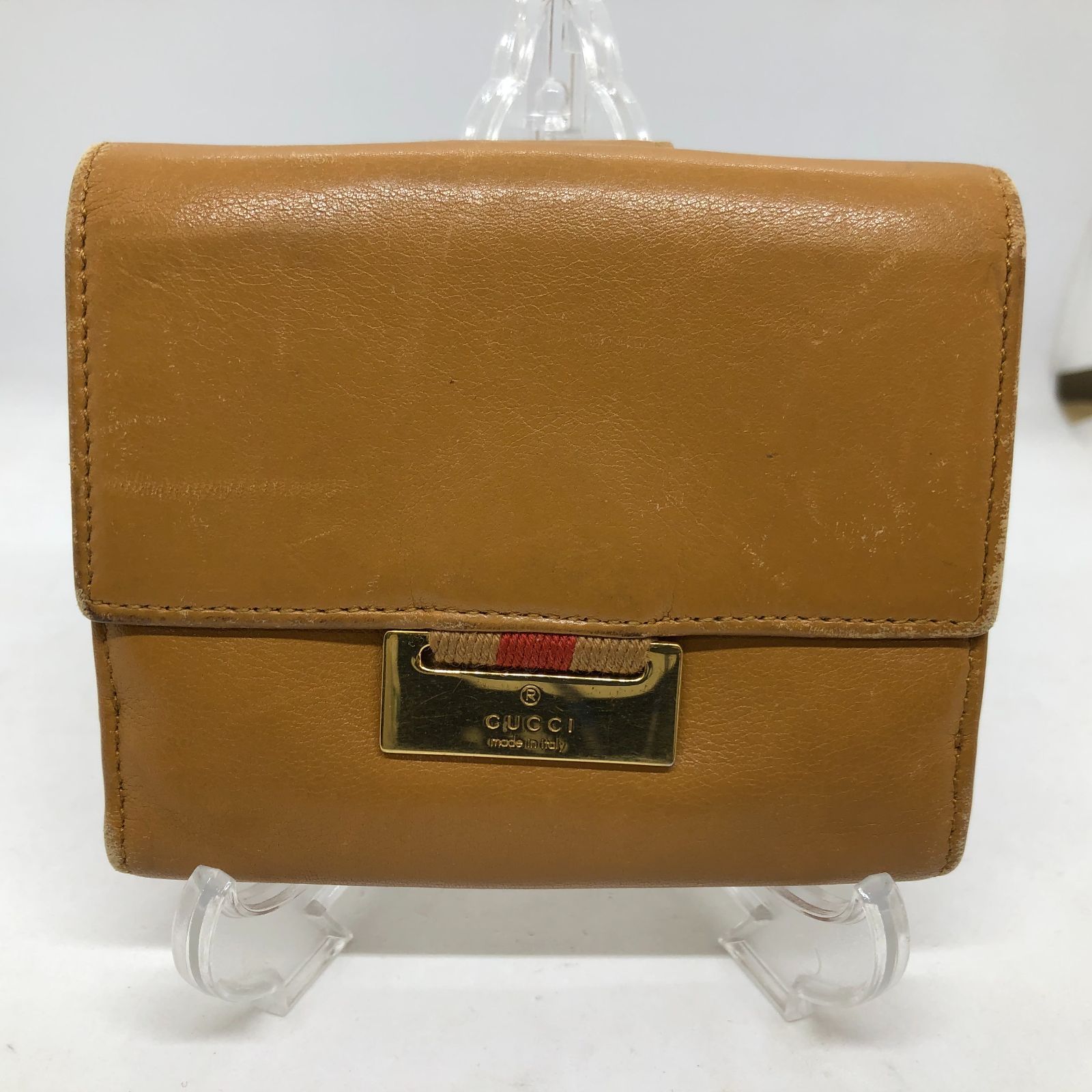 GUCCI グッチ レザー 二つ折り 財布 コンパクト ウォレット イタリア製 035 0416 2172 ベージュ系 _246213