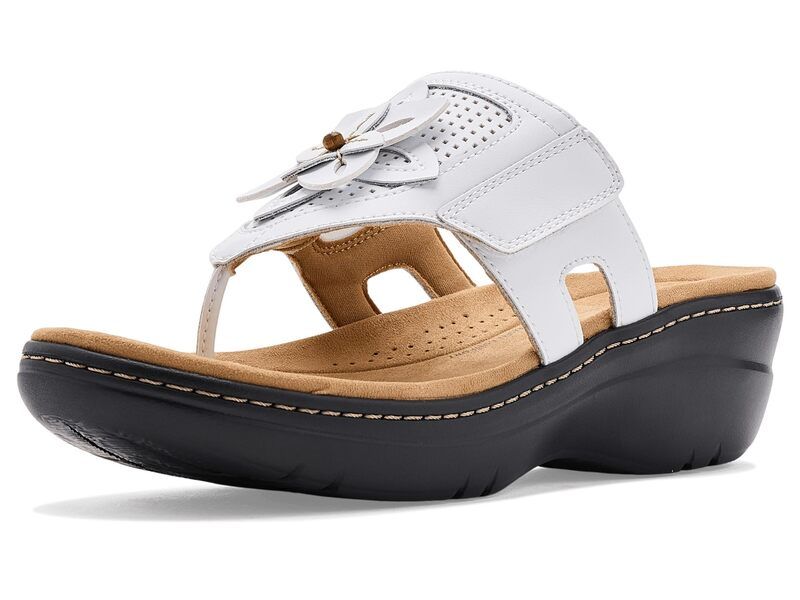 クラークス レディース シューズ ヒール Clarks Merliah 2 Kyla White Combi Coated Leather ホワイト