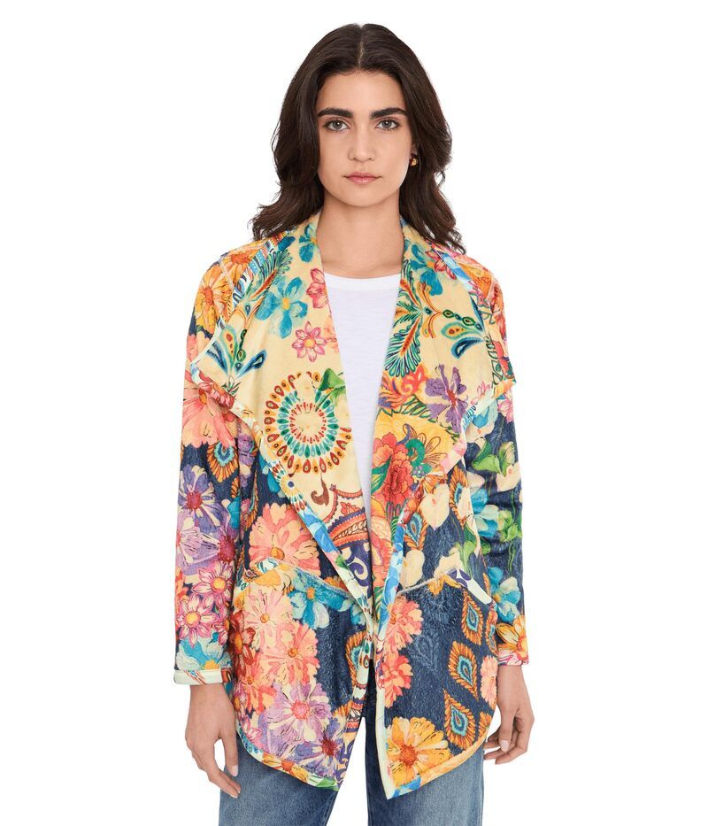 ジョニーワズ レディース アウター コート ジャケット Johnny Was Joan Wrap Binded Sherpa Jacket Reversible Zaria