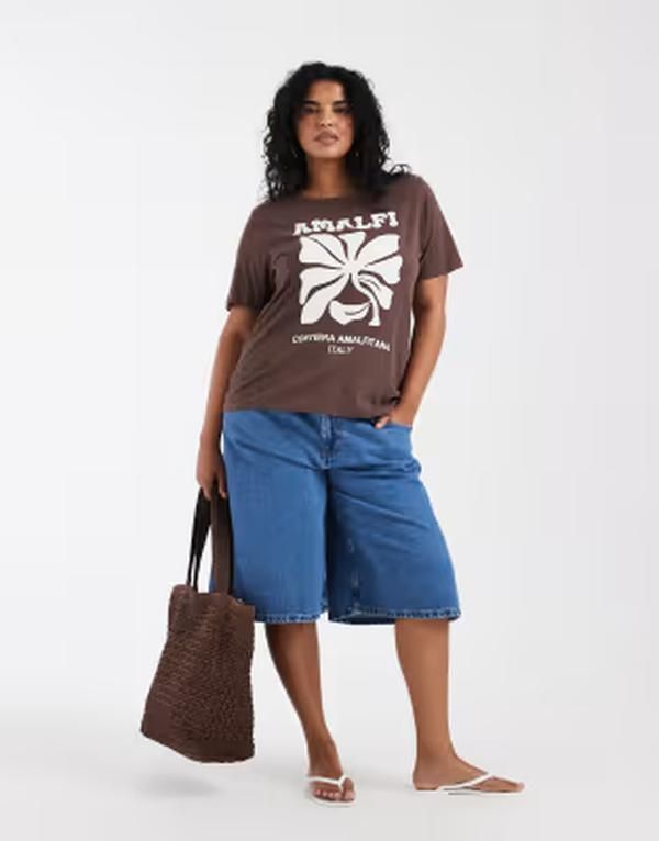 エイソス レディース ボトムス ハーフパンツ・ショーツ ショートパンツ ASOS Curve ASOS DESIGN Curve longer bermuda shorts in mid BLUE ブ
