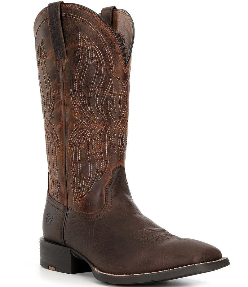 アリアト メンズ シューズ スリッポン・ローファー ブーツ レザー Ariat Mens Sport Rustler Leather Western Boots Toffee Hippo PrintR