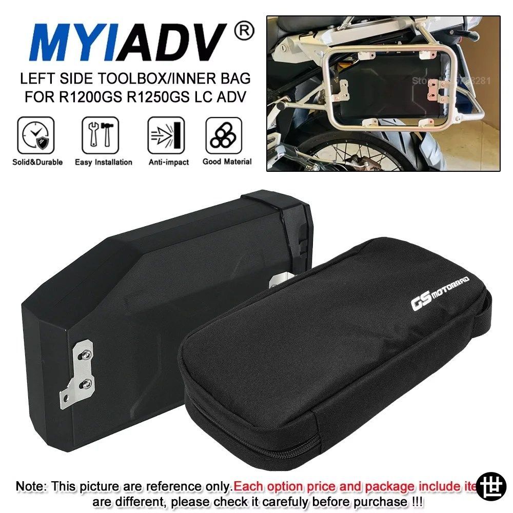 BMW R1250GS R1200GS LC ADVENTURE 2013-2023 用BENELLI TRK502 2016-2023 用左側ブラケットツールボックスツールバッグツールボックスイン