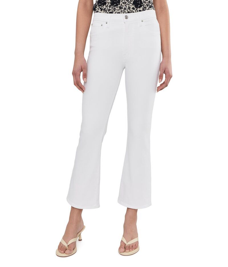 メイドウェル レディース ボトムス デニムパンツ Madewell The Stretch Flare Crop Jean in Tile White ホワイト
