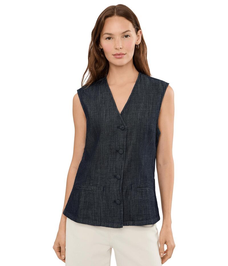 エヌワイディージェイ レディース アウター コート ベスト デニム NYDJ Denim Vest Dark Indigo インディゴ
