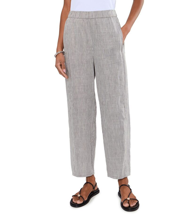 エイリーンフィッシャー レディース ボトムス カジュアルパンツ アンクル リネン Eileen Fisher Striped Organic Linen Sheen Ankle Lantern Pan