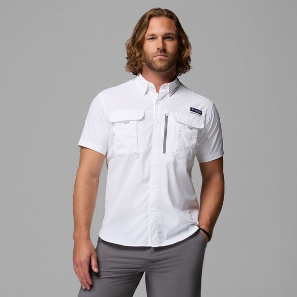 コロンビア メンズ トップス ポロシャツ Columbia Mens PFG Bahama Elite Short Sleeve Shirt White ホワイト