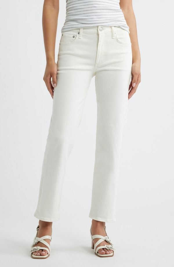 ラグアンドボーン レディース ボトムス デニムパンツ アンクル ジーンズ rag bone Harlow Mid Rise Ankle Straight Jeans White ホワイト