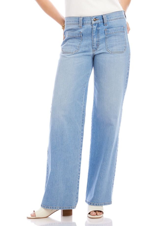 カレンケーン レディース ボトムス デニムパンツ ワイドレッグ ハイウエスト ジーンズ Karen Kane Lauren Patch Pocket High Waist Wide Leg Jeans