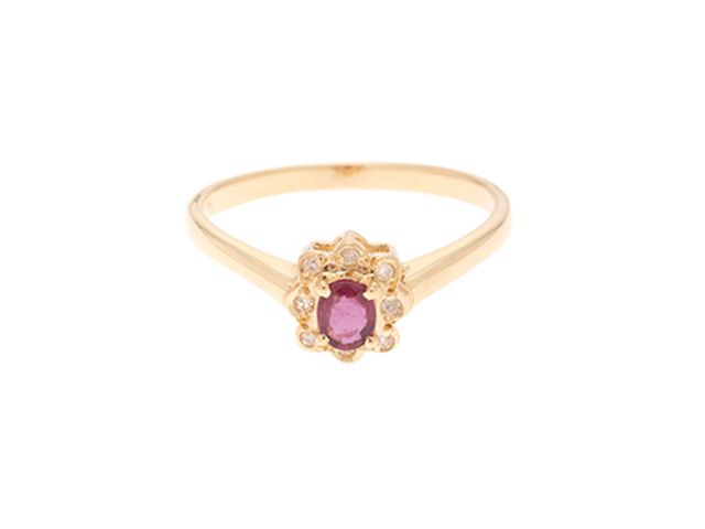 JEWELRY ジュエリー ノンブランド リング K18ゴールド ルビー0.24ct/ダイヤモンド0.05ct/約2.1g/#10.5 レディース【中古】472