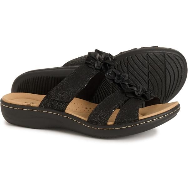 クラークス レディース シューズ サンダル Clarks Laurieann Judi Slide Sandals For Women Black Suede ブラック