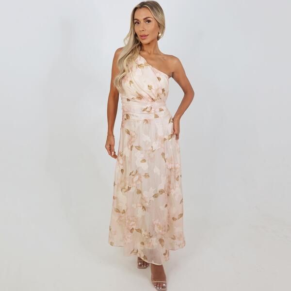アックスパリ レディース トップス ワンピース シフォン フラワー柄 ミディ 刺繍 フラワー AX Paris Blush Floral Embroidered Chiffone Shoulder M