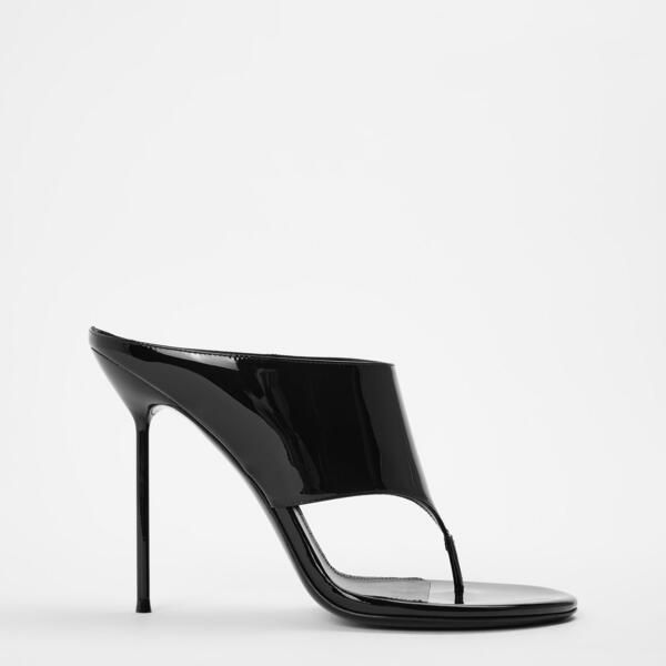 パリ テキサス レディース シューズ パンプス ヒール Paris Texas Womens Lidia Thong Heeled Mules Patent Black ブラック