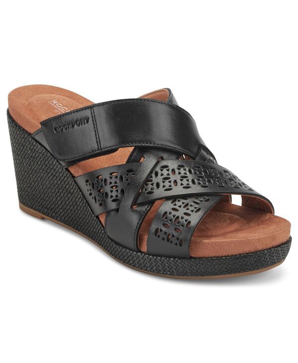 ロックポート レディース シューズ スリッポン・ローファー サンダル Rockport Womens Britta SlipOn Casual Wedge Sandals Black ブラック